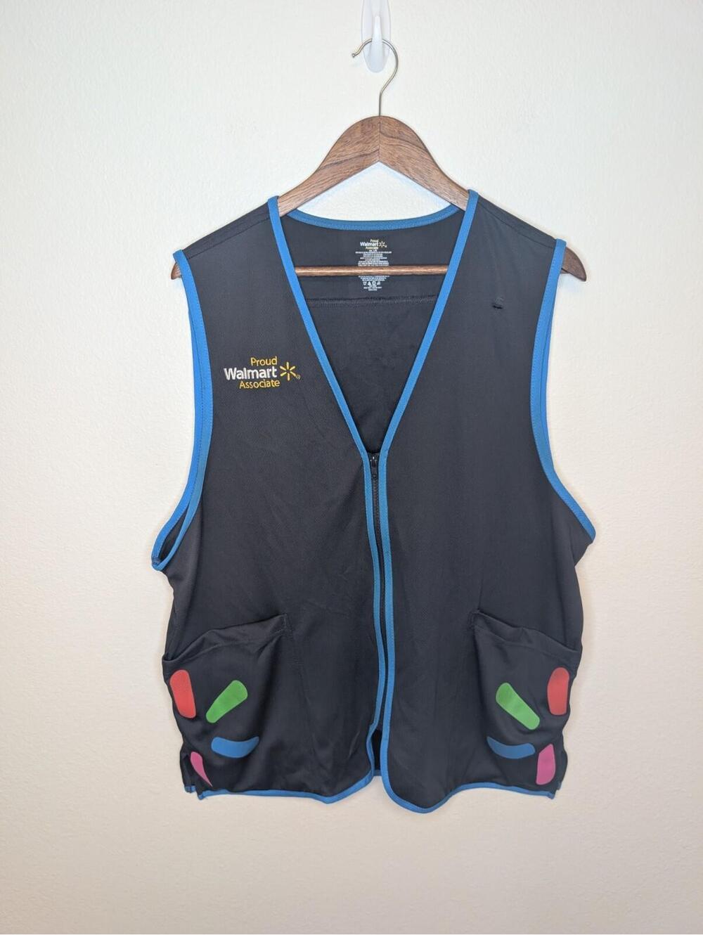 Walmart Employee Vest Adult L Gray/Blue Full Zip Sleeveless Associate Uniform